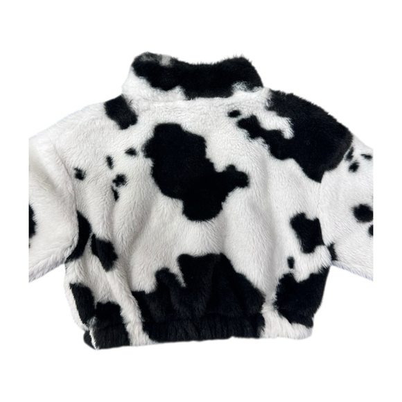 Baby SHEIN Cow Print Faux Fur Jacket 2Y Black White - Picture 4 of 6